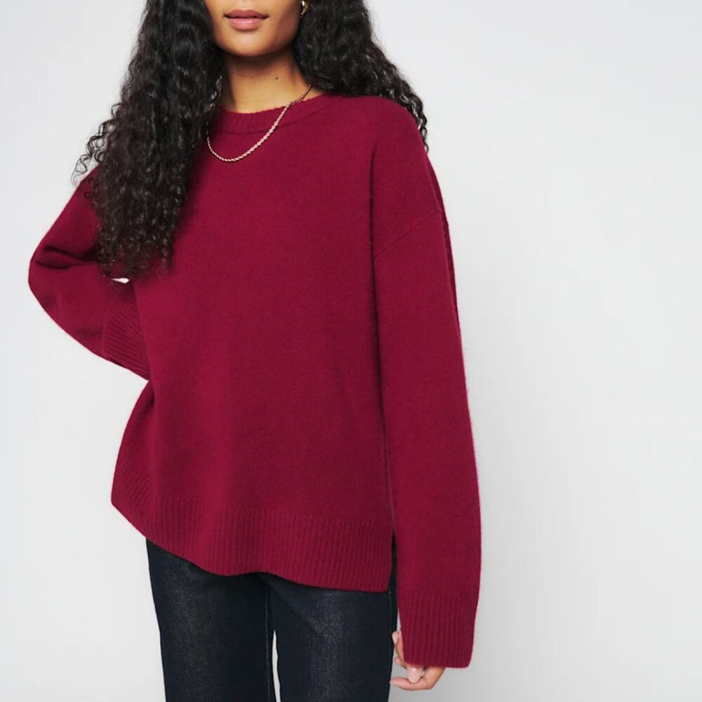 Reformation Deep Burgundy Crewneck Sweater